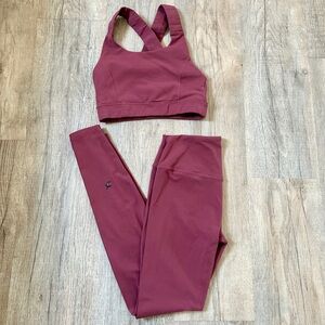 Glyder burgundy leggings sport bra set size S.